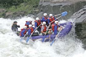 Pulling a high side. The crew tries out the technique on the not-so-soft Pillow.