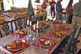 The dinner table, set.