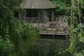 The latter placed the gazebo at the head of the pond so that guests could look across its expanse.