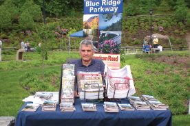 Tom Hardy shows off his wares at a National Tourism Week event at the I-26 Welcome Center in Mars Hill, North Carolina.