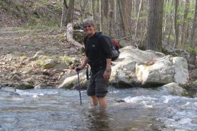 Cornelius Creek in mid-April runs fast . . . and cold.