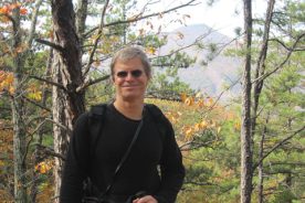 This shot was supposed to show McAfee Knob in the background; instead it shows a mildly simpering hiker with hazy McAfee silhouette back there.