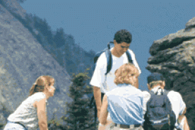 Hikers on Grandfather Mountain