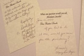 Some modern letters to Lincoln, on display at the Journey Through Hallowed Ground conference.