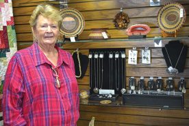 Silversmith Margaret Parker displays her diverse creations of jewelry as a juried member of the Dogwood Crafters Co-op in Dillsboro, North Carolina. Her pieces include necklaces, earrings bracelets, rings, and pendants.