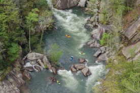Kayaks on Toccoa River Below the Falls