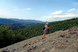 The 45-degree ascent of Knobby Rock is made over a bed of knotty rocks.
