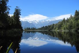 Gail's best shot of the trip? It's over Lake Matheson, looking toward Mt. Cook and Mt. Tasman.