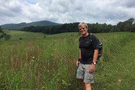 On the way up to Kelly Knob (a couple of rises beyond the one on the horizon), August 10.