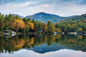 Present-day Lake Toxaway is beautiful in the fall.