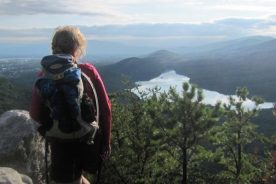 Gail looks out over Carvins Cove from the Appalachian Trail.