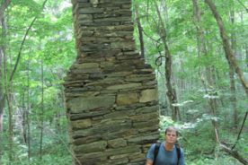 Kurt, and one of the remnants of old mountain homes visible along the trail.