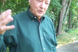 Bud Robertson talks after a re-shoot outside the studios of Blue Ridge Public Television in Roanoke, VA.