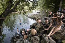 This swimming hole, popular with locals, is along the North Fork of the Shenandoah River in Broadway, Va.