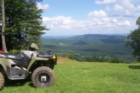 My ATV, at an overlook on the way down the mountain.