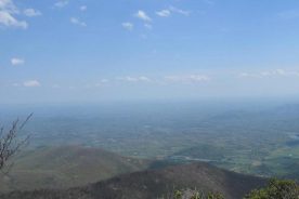 From the 4,071-foot viewpoint of Mt. Pleasant, the flattening-out geography of Virginia looking eastward reveals itself in pretty patterns of land use.