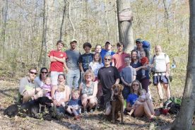 All the Rheinheimers and Markwoods gather at the Pogo Campsite on the Maryland Appalachian Trail, May 2, 2015, to commemorate Walter Rheinheimer