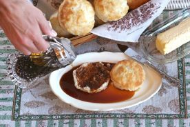 Side lesson: “Sorghum is not molasses, although many people will argue with you over that,” says Fred Sauceman. “Molasses is a by-product of the making of sugar, and sugar cane simply will not grow in the mountain South.”