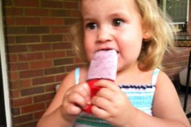 Sydney enjoys her homemade yogurt pop.