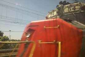 A view of passing Amtrak engine, somewhere around Delaware.