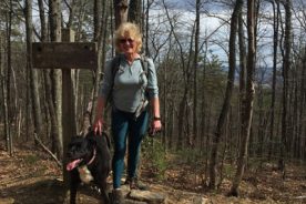 April 1: A girl and her dog at Carvins Cove.