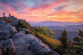 Location is Grandfather Mountain in Linville, North Carolina, two miles south of the Blue Ridge Parkway at MP 305. From the photographer: “This image was taken in early June at the top of Grandfather Mountain during a photography conference.  Two other excited photographers were also capturing the sunset."