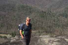 One of two views from Pisgah National Forest: Kurt, just over the summit on John Rock.