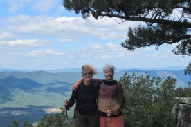 Gail and Beth on a beautiful breezy day on Tinker Cliffs.