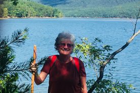 The Day Hiker used a long pole as a sort of safety blanket on her first few hikes back.